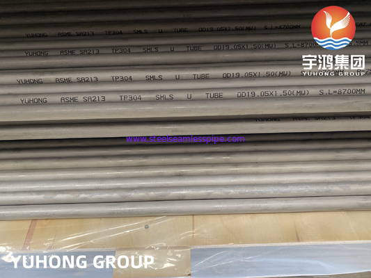 ASME SA213 TP304/304L 스테인리스 스틸 열 교환기에 대한 꿰매지 않은 U 굽기 튜브