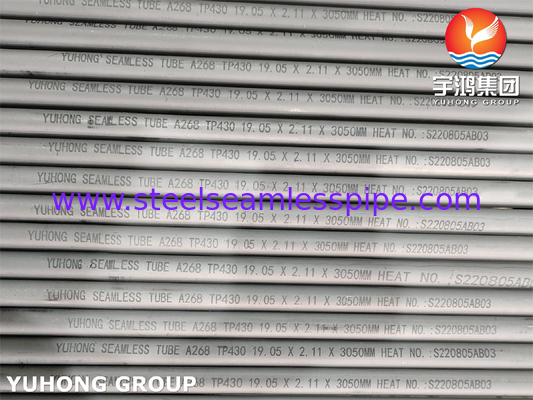 ASTM A268 TP430 1.4016 잘 부식 저항을 가진 매듭 없는 튜브