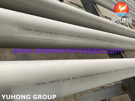ASTM A312 UNS 31254 매듭 없는 오스텐이틱 스테인리스 스틸 튜브