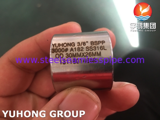 ASTM A182 F316L 스테인리스 스틸 가조 파이프 피팅, BSPP 스레드 커플링 3000LBS