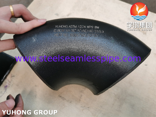 ASTM A234 WP9 CL1 90° ELBOW BW SR 5&quot; SCH40 톱니 없는 파이프 피팅