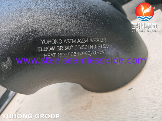 ASTM A234 WP9 CL1 90° ELBOW BW SR 5&quot; SCH40 톱니 없는 파이프 피팅