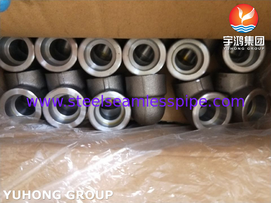 ASTM A105 탄소 강철 부착 소켓 용접 90Deg LR 팔꿈치 3000LBS ASME B16.11