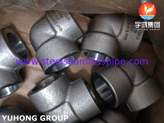 ASTM A105 탄소 강철 부착 소켓 용접 90Deg LR 팔꿈치 3000LBS ASME B16.11