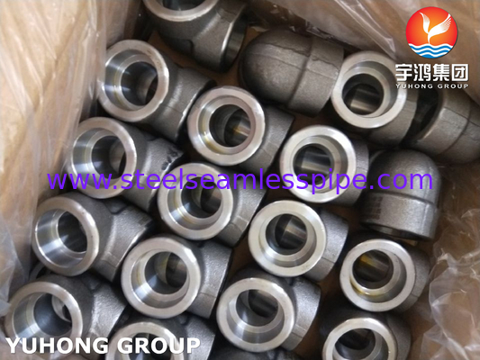 ASTM A105 탄소 강철 부착 소켓 용접 90Deg LR 팔꿈치 3000LBS ASME B16.11
