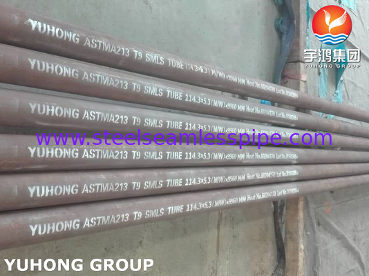 ASME SA213 T9 소화 된 오븐 소화 된 히터 컨브렉션 튜브에 대한 합금 강철 꿰매지 않은 튜브