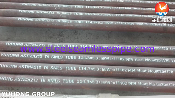 ASME SA213 T9 소화 된 오븐 소화 된 히터 컨브렉션 튜브에 대한 합금 강철 꿰매지 않은 튜브