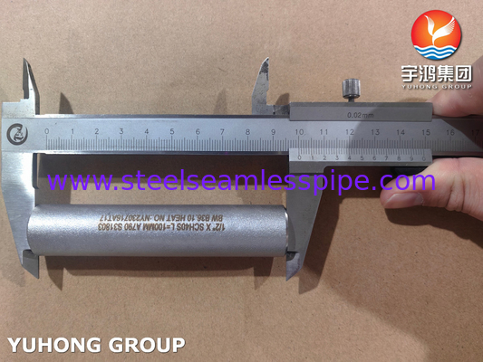 ASME B36.10 파이프  Nipple ASTM A790 UNS S31803 꿰매지 않는 듀플렉스 스틸  Nipple