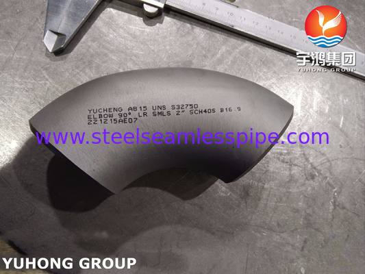 ASTM A815 UNS S32750 슈퍼 듀플렉스 스테인레스 스틸 핏링 90도 LR 팔꿈치