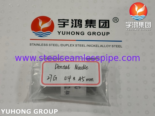ISO9626, 27G 0.4*45MM, 스테인레스 스틸 의료 치과 바늘 튜브, 굽은 점