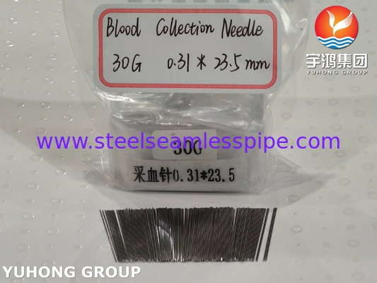 ISO9626 SUS304 30G 0.31*23.5MM 샘플링 테스트용 의료 고체 베벨드 혈액 랜셋