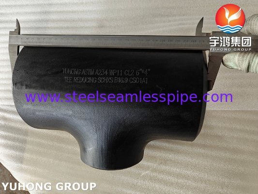 ASTM A234 WP11 CL2 알로이 스틸 줄기 티 ASME B16.9 부트웰드 파이프 피팅