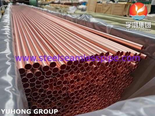 ASTM B111 UNS C12200 / CW024A 이음매 없는 구리 튜브 DHP 열교환기 튜브