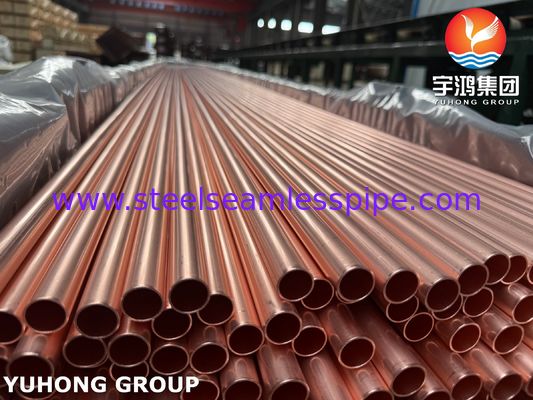 ASTM B111 UNS C12200 / CW024A 이음매 없는 구리 튜브 DHP 열교환기 튜브