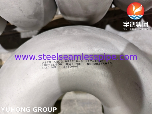 ASTM A403 / ASME SA403 WP321H 스테인리스 스틸 피팅 이음매 없는 180° 엘보 B16.9