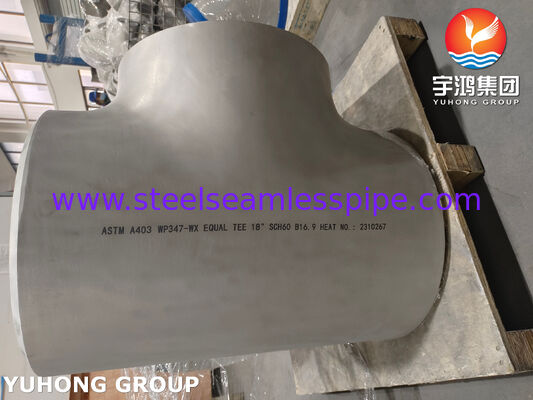 ASTM A403 WP347-WX 스테인리스강 파이프 피팅 ASME B16.9 맞대기 용접 균등 티