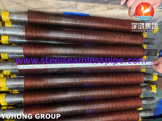 ASTM A106 Gr.B 공기 냉각기용 CU-T2 구리 핀이 포함된 핀 튜브 내장