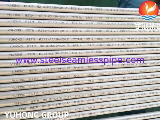 ASTM A213 TP316L S31603 SUS316L 스테인레스 강 이음매 없는 열교환기 튜브