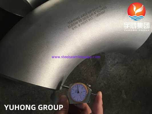 ASTM A403 WP347H 90도 팔꿈치 스테인리스 스틸 부트웨일드 부착 ASME B16.9