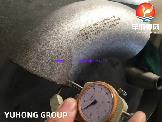 ASTM A403 WP347H 90도 팔꿈치 스테인리스 스틸 부트웨일드 부착 ASME B16.9