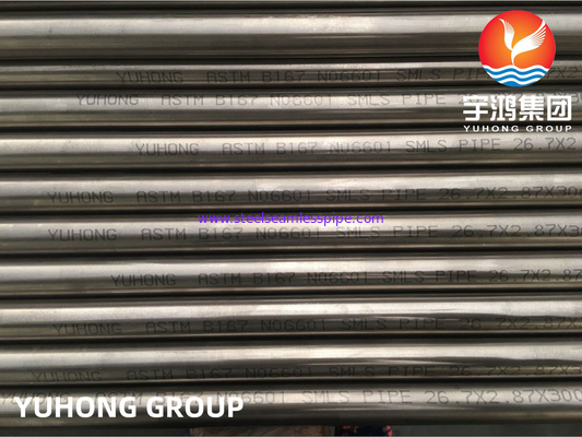ASTM B167, ASME SB167 인코넬 601 UNS N06601 니켈 합금 강철 톱니없는 파이프