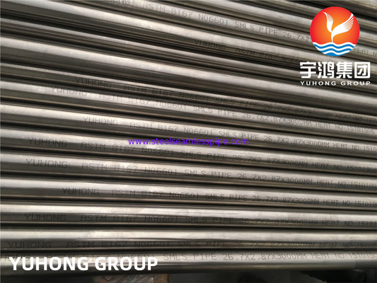 ASTM B167, ASME SB167 인코넬 601 UNS N06601 니켈 합금 강철 톱니없는 파이프