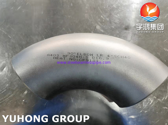 ASTM A403 WP304H 스테인리스 스틸 90도 LR 팔꿈치 ASME B16.9 부트웰드 피팅
