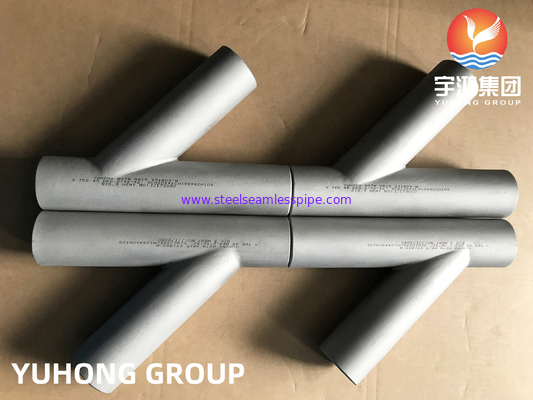듀플렉스 스틸 ASTM A815 S31803, Y 모양 티, Butt 웰드 파이프 피팅 B169