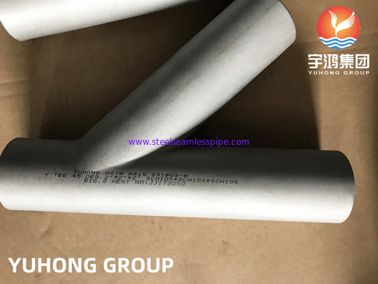 듀플렉스 스틸 ASTM A815 S31803, Y 모양 티, Butt 웰드 파이프 피팅 B169