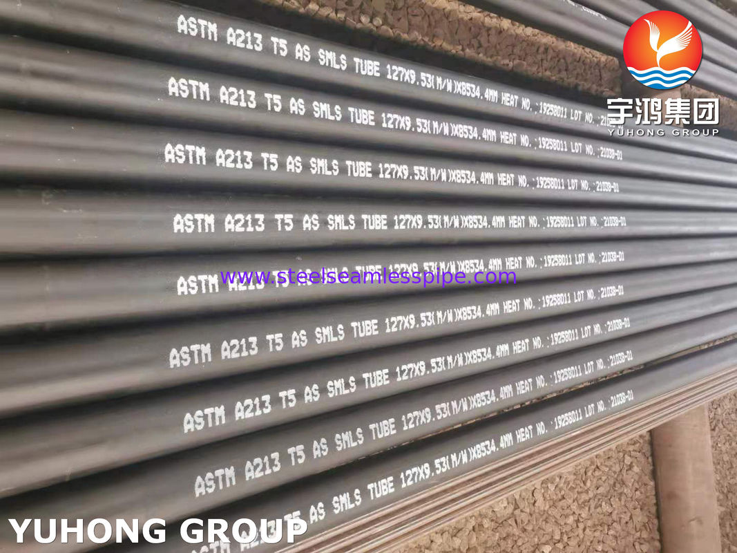 ASTM A213 T5 합금 강철 꿰매지 않는 튜브 맞춤형 크기와 열 교환기 및 보일러 응용을위한 뜨거운 완성