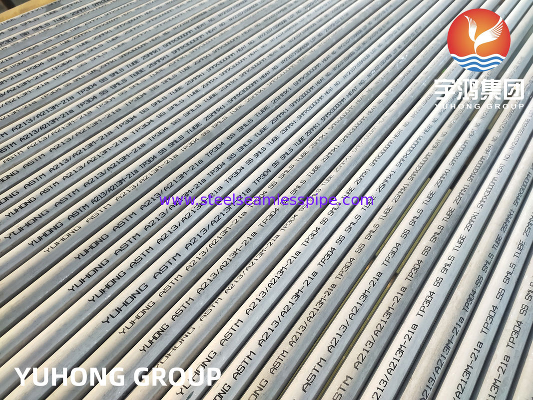 ASTM A213 TP304 스테인리스 스틸 무선 튜브, 열 교환기 및 보일러용으로 비닐화 및 연금화