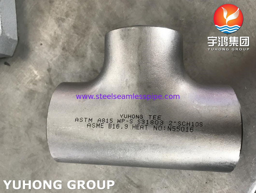 똑같은 Tee  ASTM A815 S31803 B16.9 열교환기 오일 가스에 적합하는  듀플렉스강 파이프