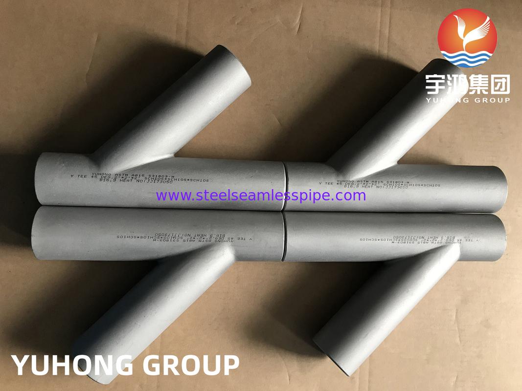 ASTM A815 S31803-W Ｙ TEE 엉덩이는 적당한 B16.9 석유 정제 비료  가스를 용접했습니다