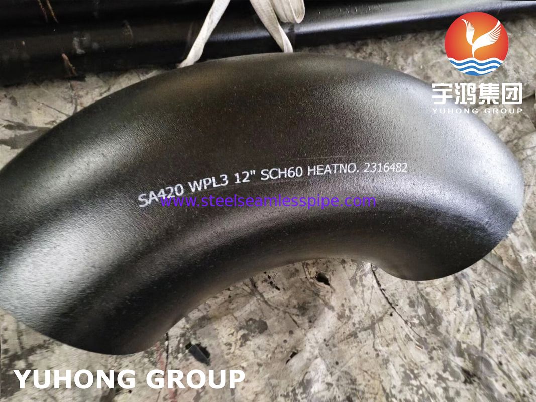 ASTM A420 WPL3 저온 롱 레이디우스 맞대기 용접 엘보 강관 이음쇠