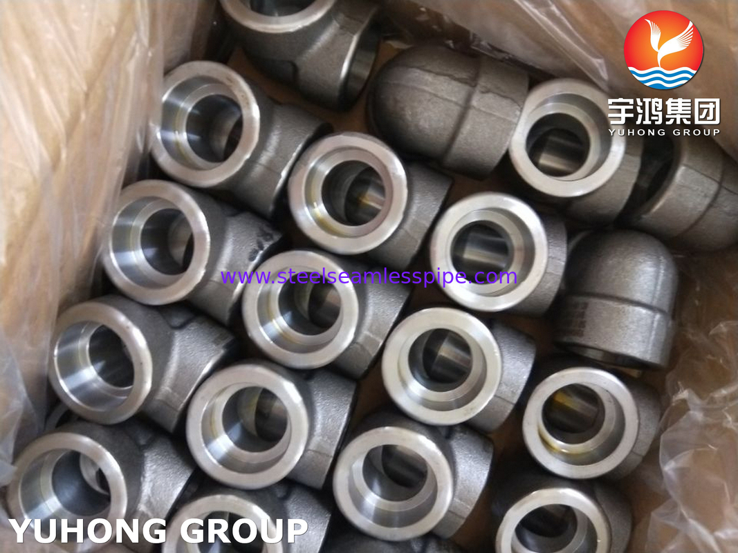 ASTM A105 탄소 강철 부착 소켓 용접 90Deg LR 팔꿈치 3000LBS ASME B16.11