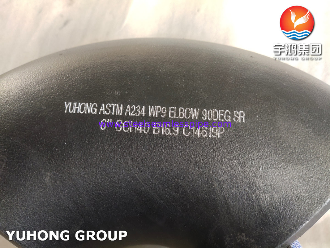 합금강 ASTM A234 WP9 90도 SR 팔꿈치 ANSI B16.9 Buttweld 피팅