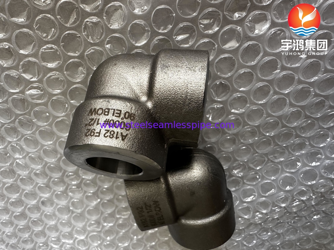 ASTM A182 F92 1/2 인치 90° 팔꿈치 #6000 ASME B16.11 SW 전력 발전소용
