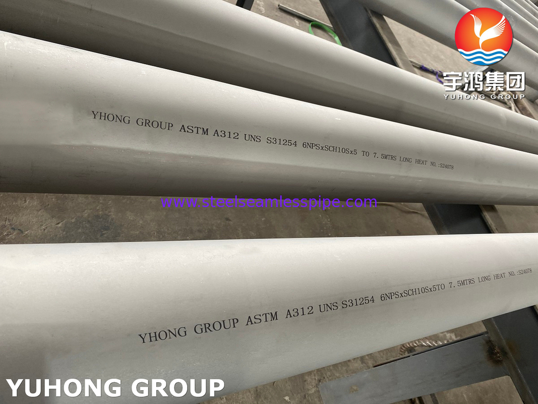 ASTM A312 UNS S31254 254SMO /1.4547 고 Mo 오스텐이틱 스테인리스 스틸 꿰매지 않은 파이프