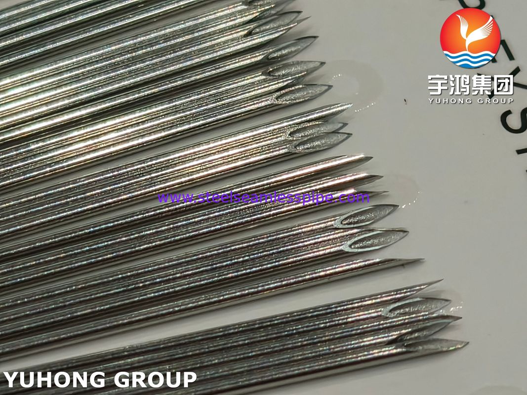 ISO7864 SUS304 의료용 주사용 스테인리스 스틸 바늘 튜브, 21G 44MM, 비벨 끝