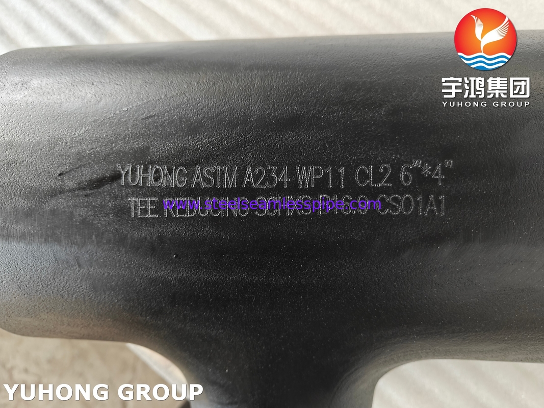 ASTM A234 WP11 CL2 알로이 스틸 줄기 티 ASME B16.9 부트웰드 파이프 피팅