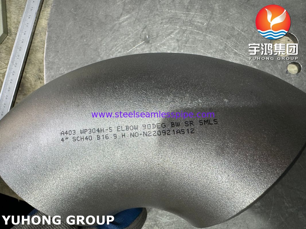 ASTM A403 WP304H 스테인리스 스틸 부착 단거리 팔꿈치 부트 웰드드 시무스 B16.9