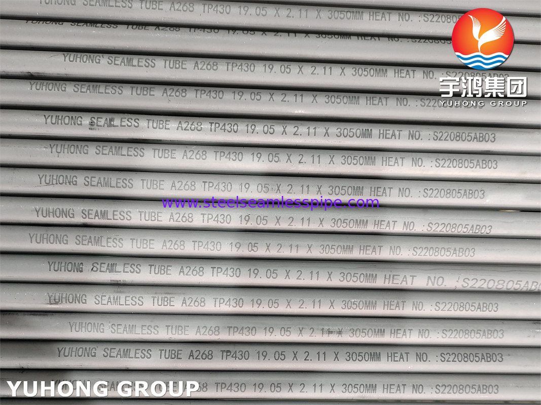 ASTM A268 TP430 고온 서비스용 무선 페리틱 및 마르텐시틱 스테인리스 스틸 튜브