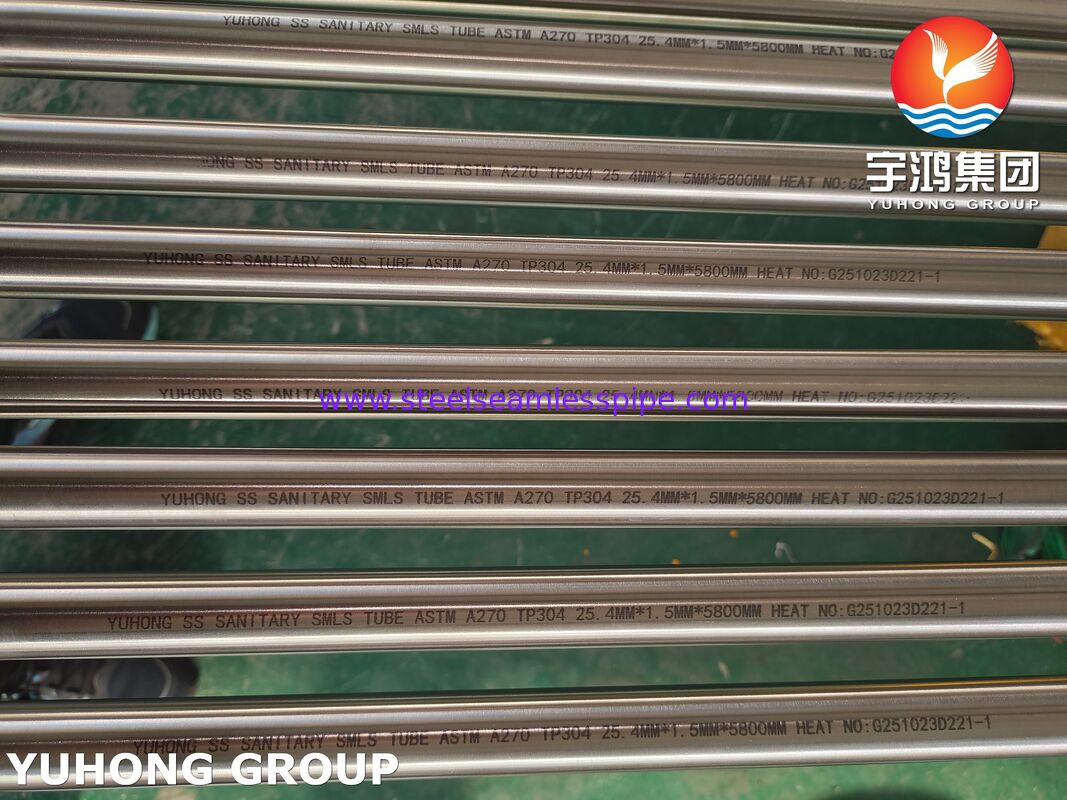 ASTM A270 TP304 식품 가공용 스테인리스 스틸 밝은 앙일러드 무선 위생관