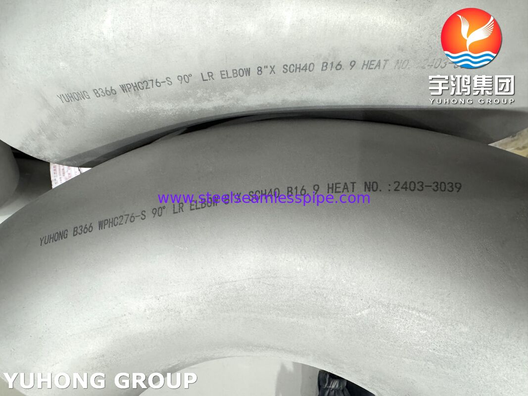 ASTM B366 하스텔로이 WPHC276 / N10276 90 LR 화학 반응기용 파이프 피팅