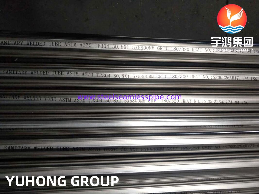 ASTM A270 TP304 위생 스테인리스강 용접 튜브 (기계 연마 및 전해 연마 마감, 맞춤형 Ra 거칠기)