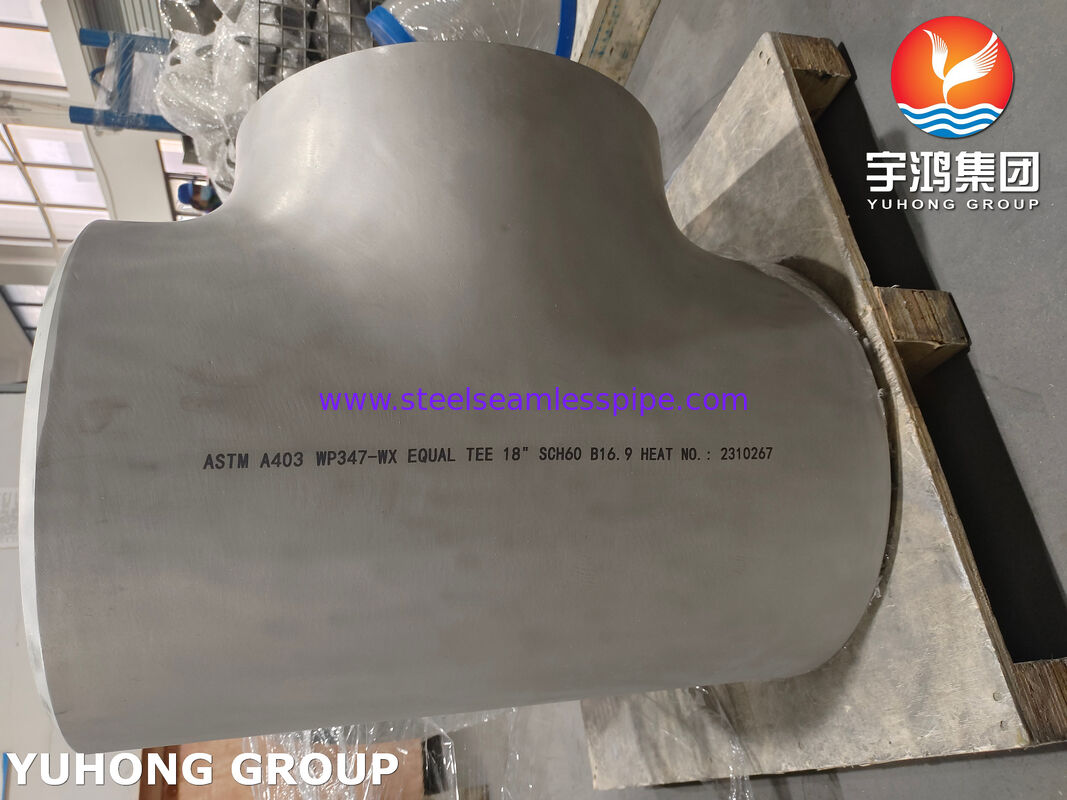ASTM A403 WP347-WX 스테인리스강 파이프 피팅 ASME B16.9 맞대기 용접 균등 티