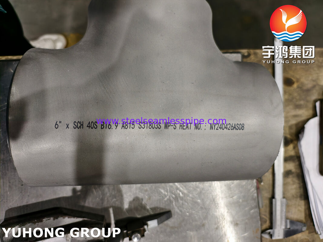 ASTM A815 UNS S31803 듀플렉스 스틸 피팅 ASME B16.9 Buttweld 듀플렉스 2205 Equal Tee