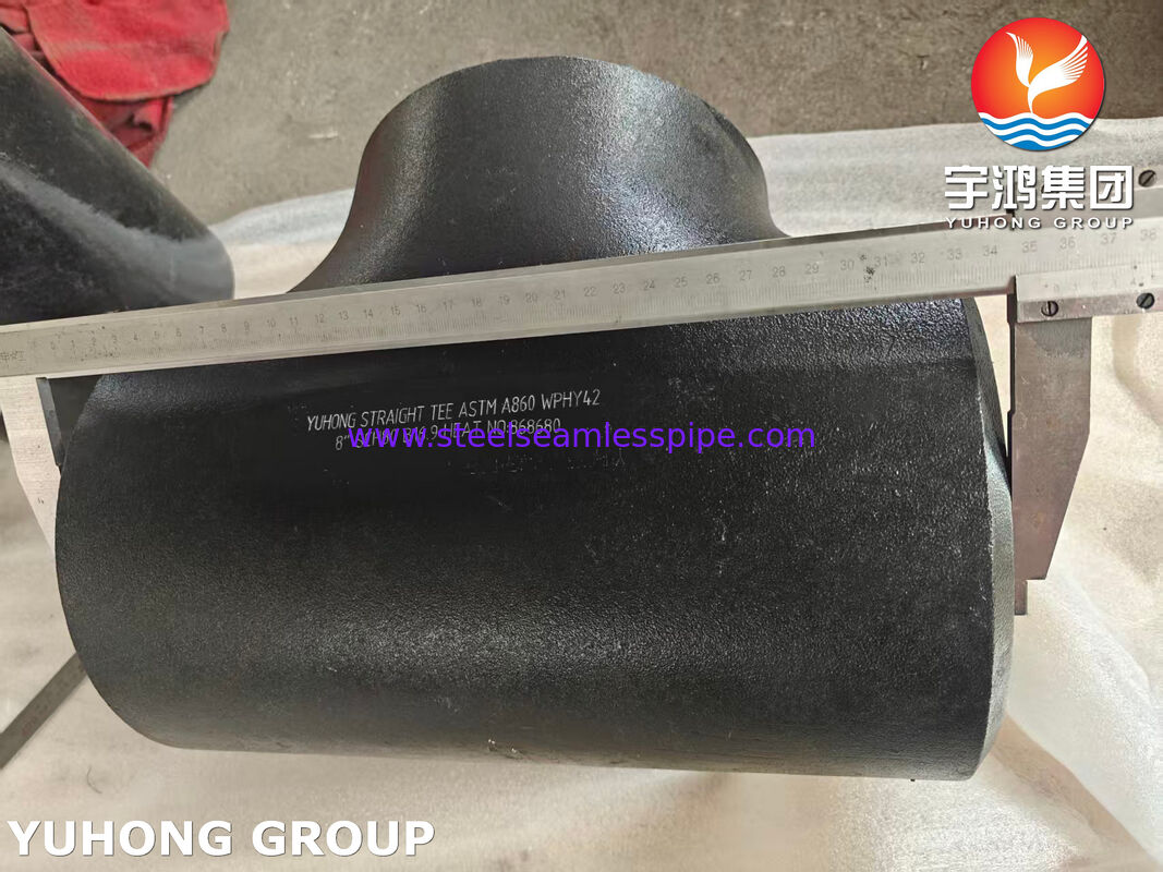 ASTM A860 WPHY 42 탄소 강철 직선 티 ASME B16.9 강철 부트웰드 파이프 피팅