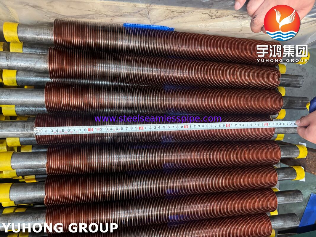 ASTM A106 Gr.B 공기 냉각기용 CU-T2 구리 핀이 포함된 핀 튜브 내장