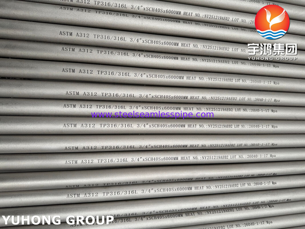 ASTM A312 TP316L / UNS S31603 / EN 1.4404 산업용 스테인리스 스틸 무선 파이프